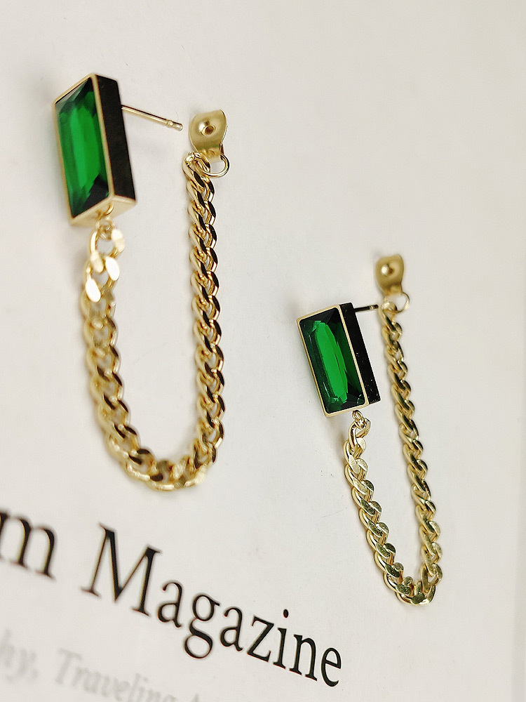 Geometric Drop Earrings For Women In Titanium Steel With Artificial Gemstones, Electroplated Design 4
