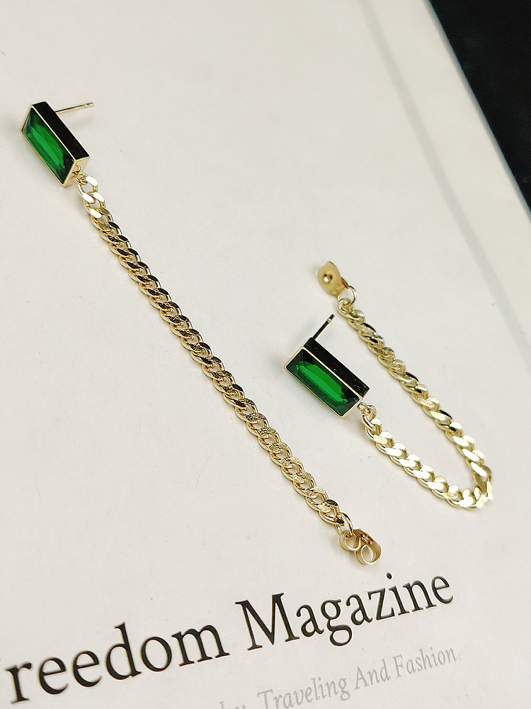 Geometric Drop Earrings For Women In Titanium Steel With Artificial Gemstones, Electroplated Design 5