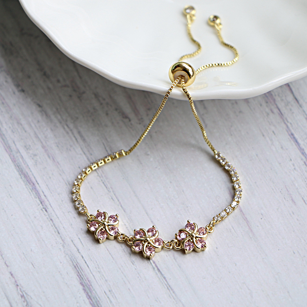 Geometric Copper Bracelet For Women With Rose Red Artificial Gemstones, Perfect For Anniversary 4