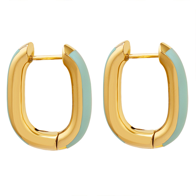 Geometric Waterproof Earrings For Women In Titanium Steel With Real Gold Plated PVD Coating 0.03-0.05µm 3