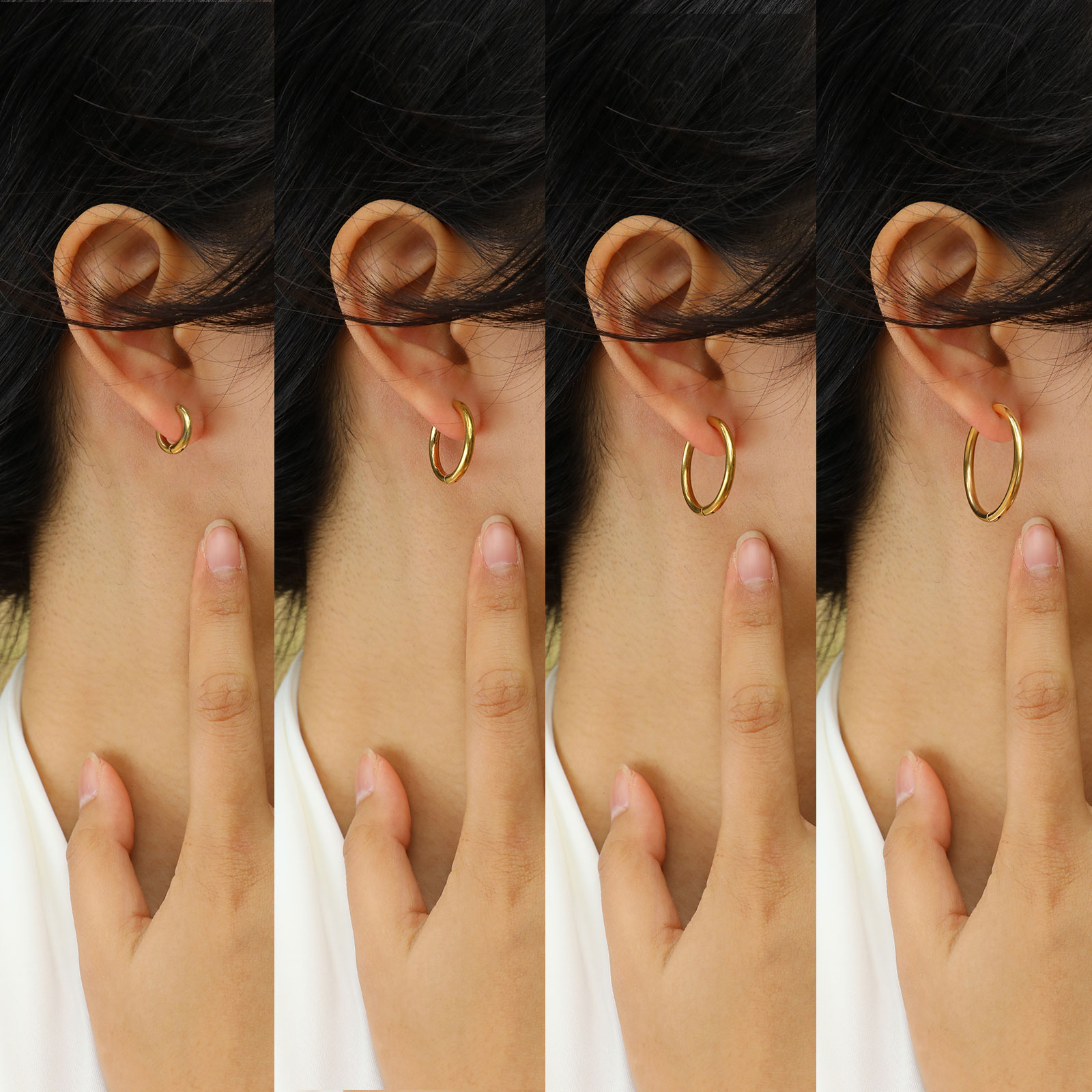 Fashion Geometric Hoop Earrings For Women In 201 Stainless Steel With Waterproof Non Tarnish PVD Coated Metal Design 2