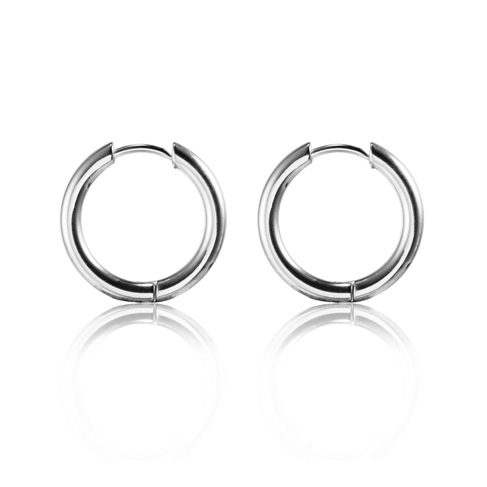 Waterproof Non Tarnish Hoop Earrings In 304 Stainless Steel With Real Gold Plated Electroplated Design, Unisex