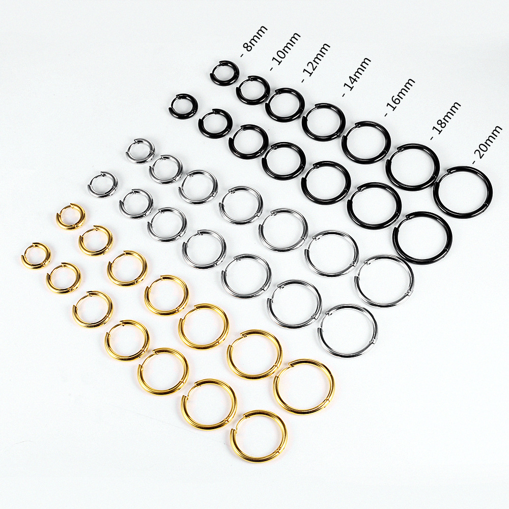Waterproof Non Tarnish Hoop Earrings In 304 Stainless Steel With Real Gold Plated Electroplated Design, Unisex 2
