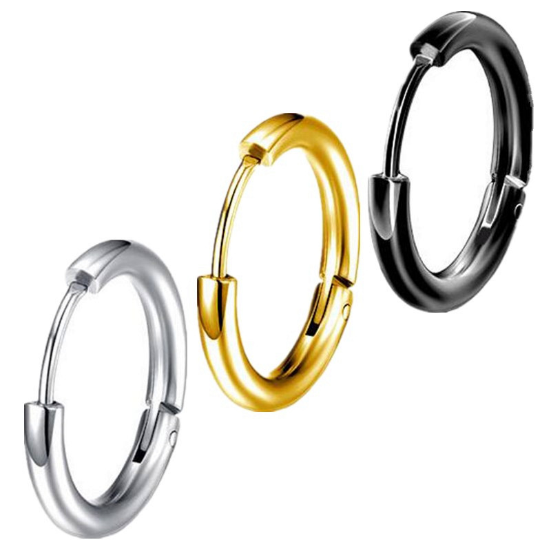 Waterproof Non Tarnish Hoop Earrings In 304 Stainless Steel With Real Gold Plated Electroplated Design, Unisex 4