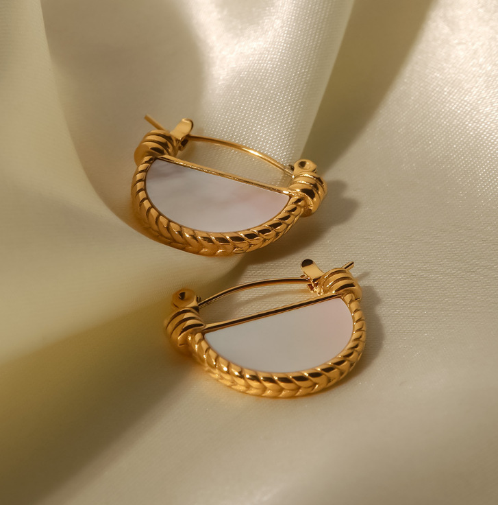 Women’s Semicircle Earrings Featuring Waterproof Non Tarnish Craft, 18K Real Gold Plated PVD Coated 304 Stainless Steel Stud Earrings