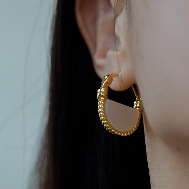 Women’s Semicircle Earrings Featuring Waterproof Non Tarnish Craft, 18K Real Gold Plated PVD Coated 304 Stainless Steel Stud Earrings 2
