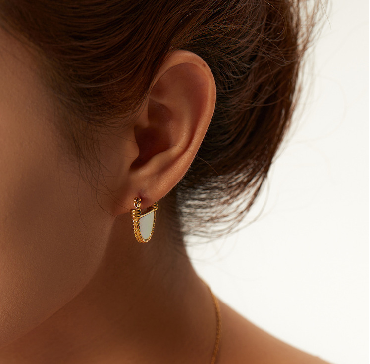 Women’s Semicircle Earrings Featuring Waterproof Non Tarnish Craft, 18K Real Gold Plated PVD Coated 304 Stainless Steel Stud Earrings 3