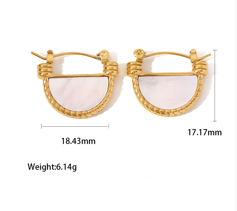 Women’s Semicircle Earrings Featuring Waterproof Non Tarnish Craft, 18K Real Gold Plated PVD Coated 304 Stainless Steel Stud Earrings 4