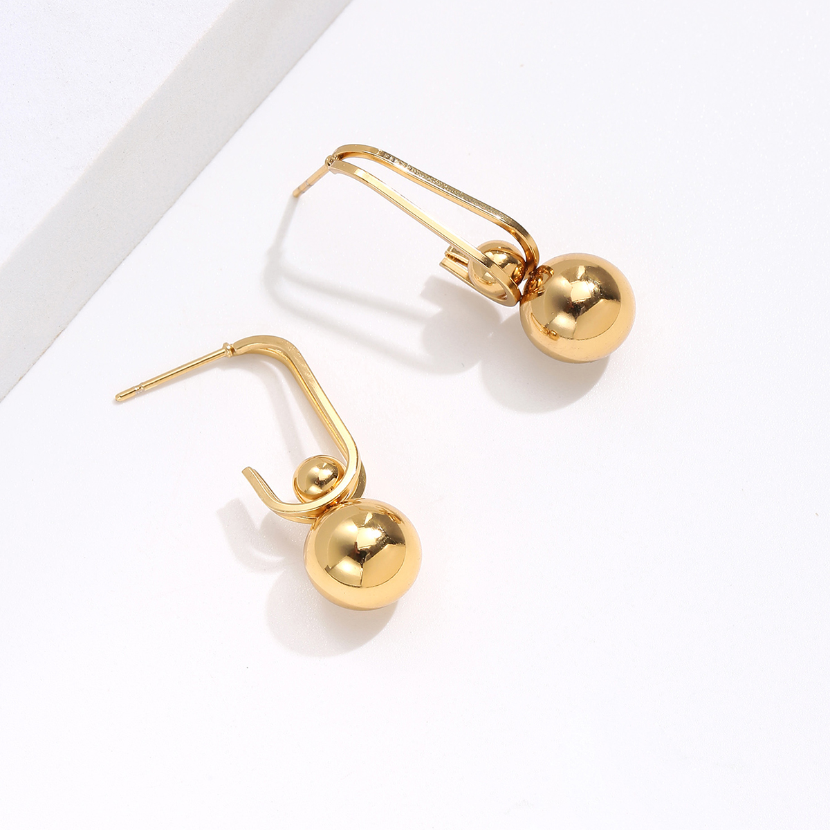 Basic Round Earrings In 18K Gold Plated 201 Stainless Steel, Unisex Electroplated Jewelry 2