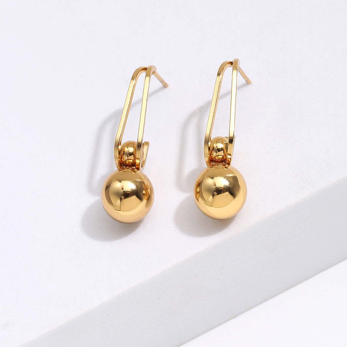 Basic Round Earrings In 18K Gold Plated 201 Stainless Steel, Unisex Electroplated Jewelry 3