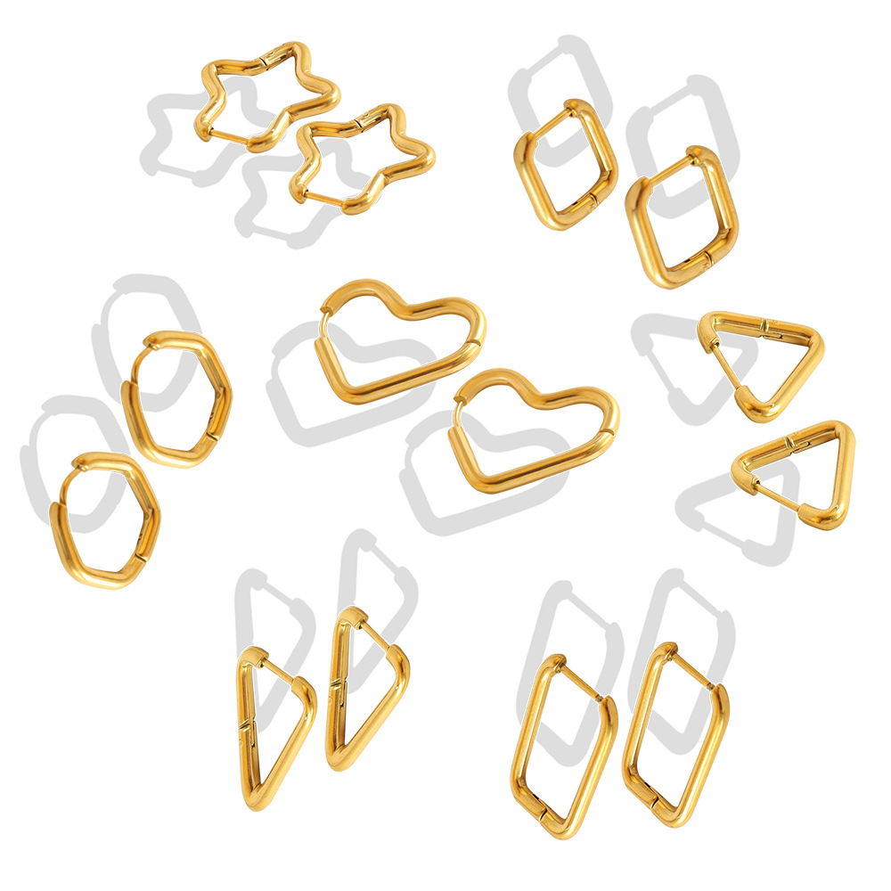 Geometric Earrings For Women With 304 Stainless Steel Posts, 18K Gold Plated Featuring PVD Vacuum Plating 3