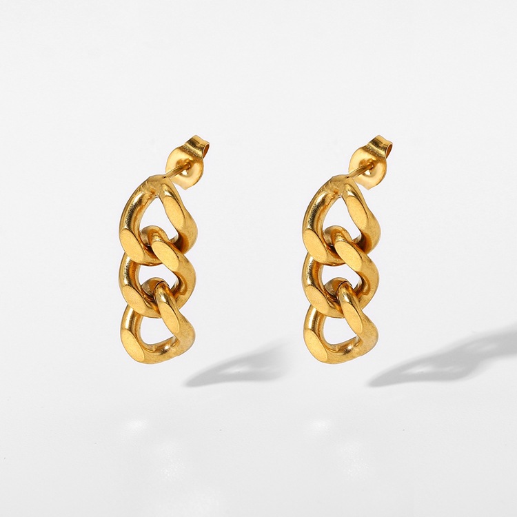Geometric Drop Earrings For Women In Waterproof 304 Stainless Steel With Real Gold Plated PVD Coating