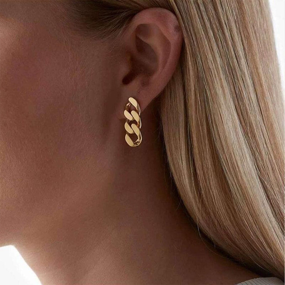 Geometric Drop Earrings For Women In Waterproof 304 Stainless Steel With Real Gold Plated PVD Coating 4