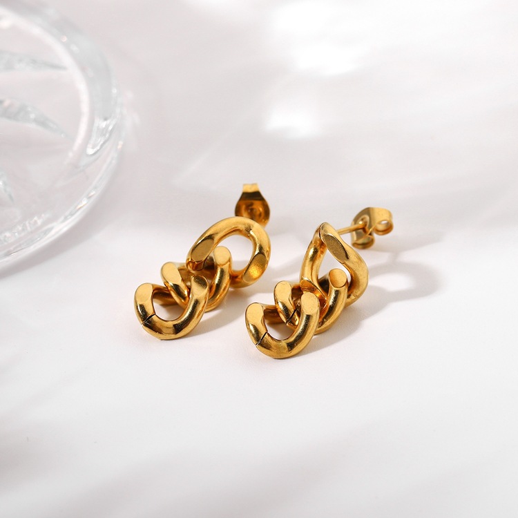 Geometric Drop Earrings For Women In Waterproof 304 Stainless Steel With Real Gold Plated PVD Coating 5
