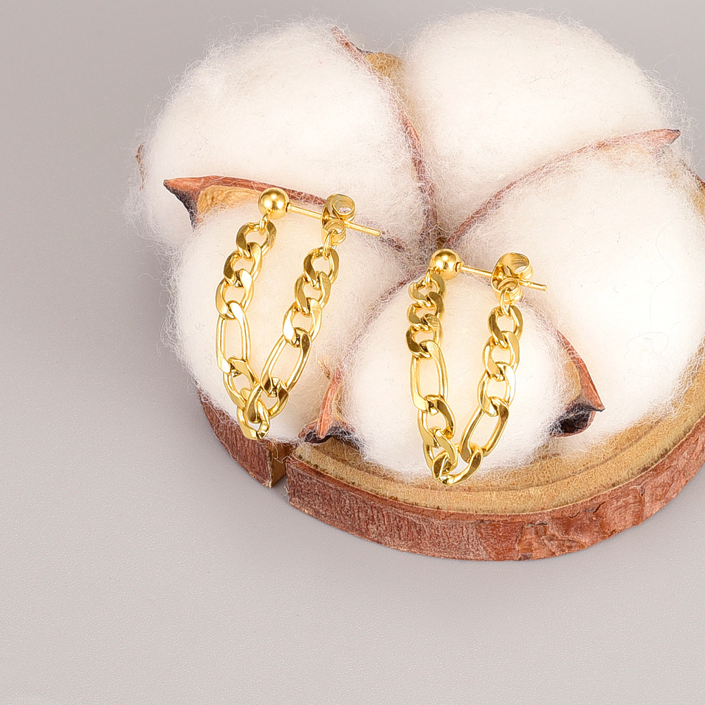 Solid Color Electroplated Stud Earrings For Women With 0.03µm-0.05µm PVD Coated 18K Real Gold Plated 304 Stainless Steel 2