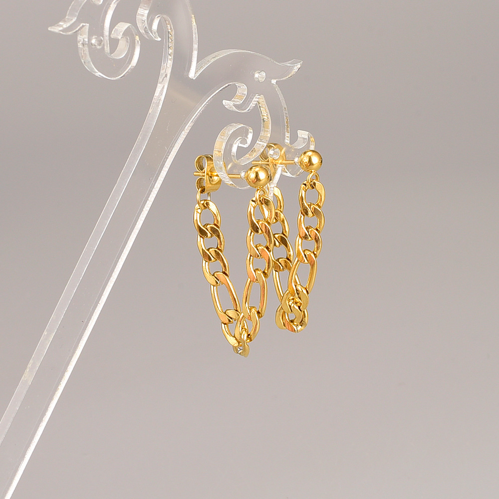 Solid Color Electroplated Stud Earrings For Women With 0.03µm-0.05µm PVD Coated 18K Real Gold Plated 304 Stainless Steel 4