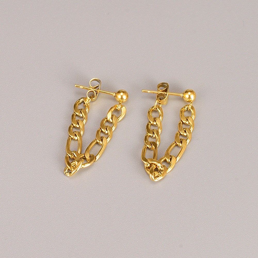 Solid Color Electroplated Stud Earrings For Women With 0.03µm-0.05µm PVD Coated 18K Real Gold Plated 304 Stainless Steel 5