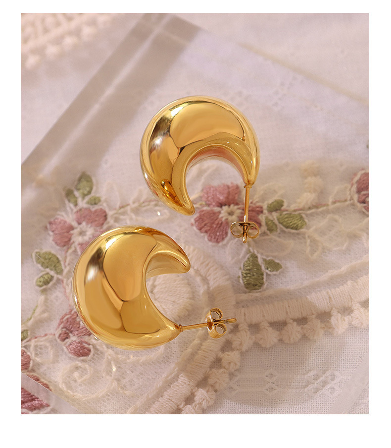 Geometric Waterproof Non Tarnish Earrings For Women, Titanium Steel With Real Gold Plated PVD Coating, 0.03µm-0.05µm Gold Thickness