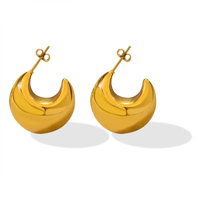 Geometric Waterproof Non Tarnish Earrings For Women, Titanium Steel With Real Gold Plated PVD Coating, 0.03µm-0.05µm Gold Thickness 4