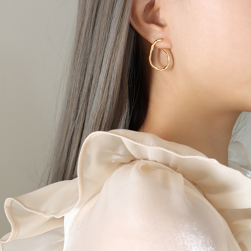 Geometric Earrings For Women Featuring Electroplated Design With 304 Stainless Steel Posts And 18K Gold PVD Vacuum Plating 2