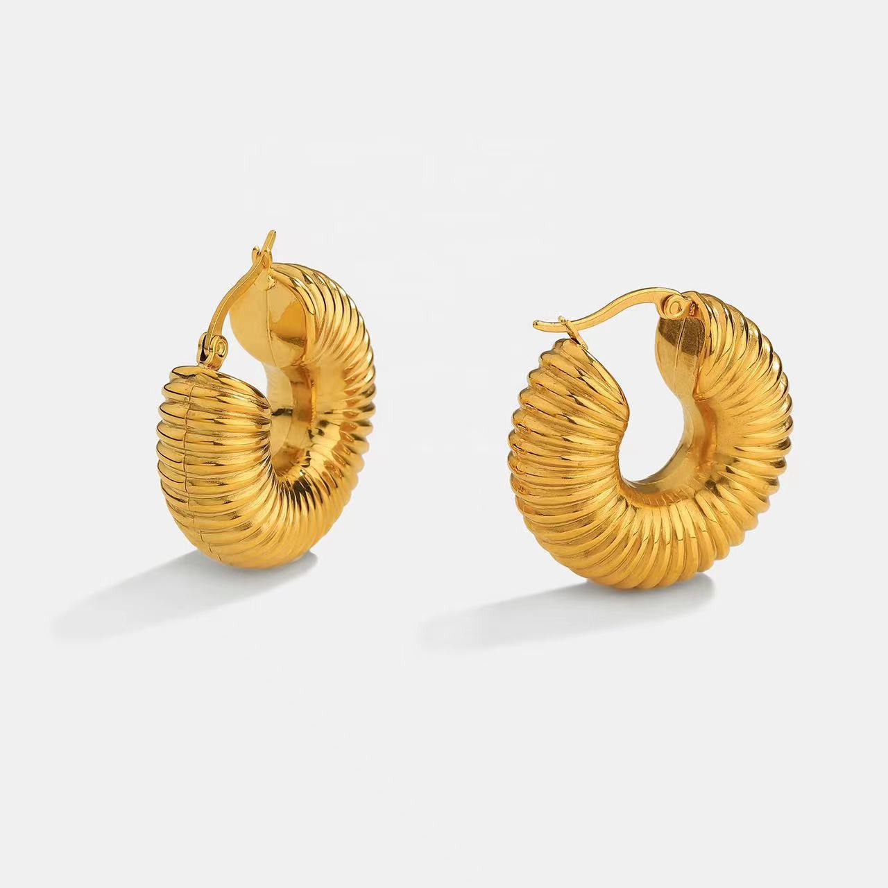 Waves Electroplated Earrings For Women With 304 Stainless Steel Ear Pins And 18K Gold Plating