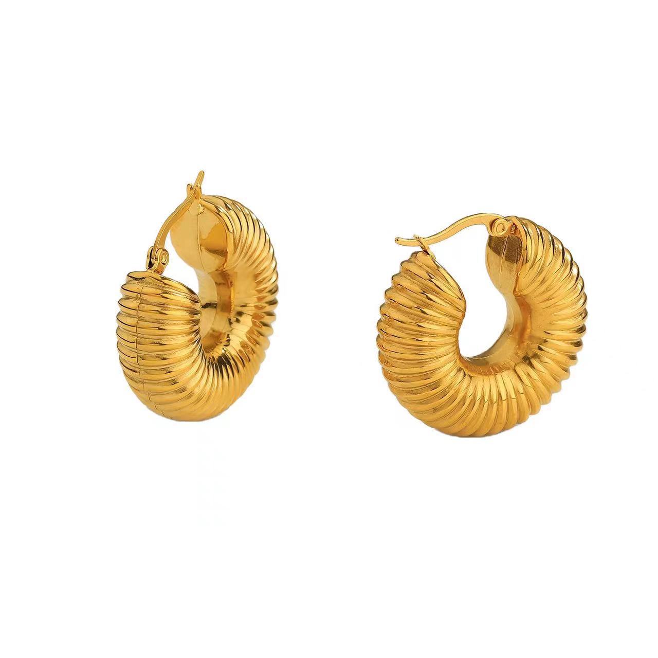 Waves Electroplated Earrings For Women With 304 Stainless Steel Ear Pins And 18K Gold Plating 2