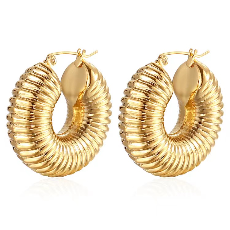 Waves Electroplated Earrings For Women With 304 Stainless Steel Ear Pins And 18K Gold Plating 7