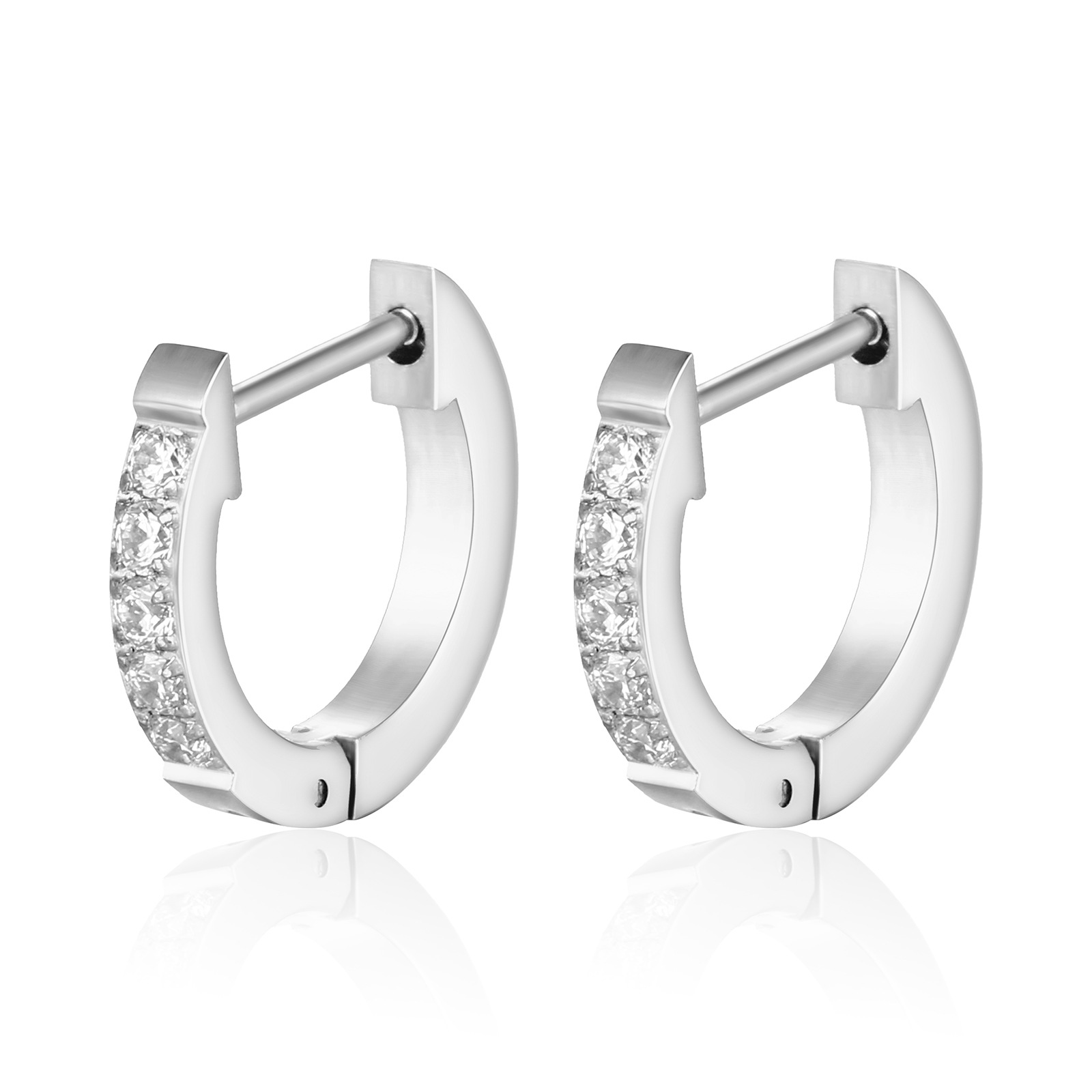 Geometric Titanium Steel Earrings For Women Featuring Rhinestones For A Stylish Look 2