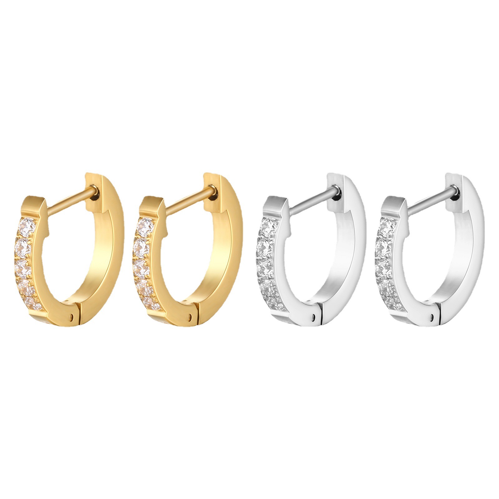 Geometric Titanium Steel Earrings For Women Featuring Rhinestones For A Stylish Look 3