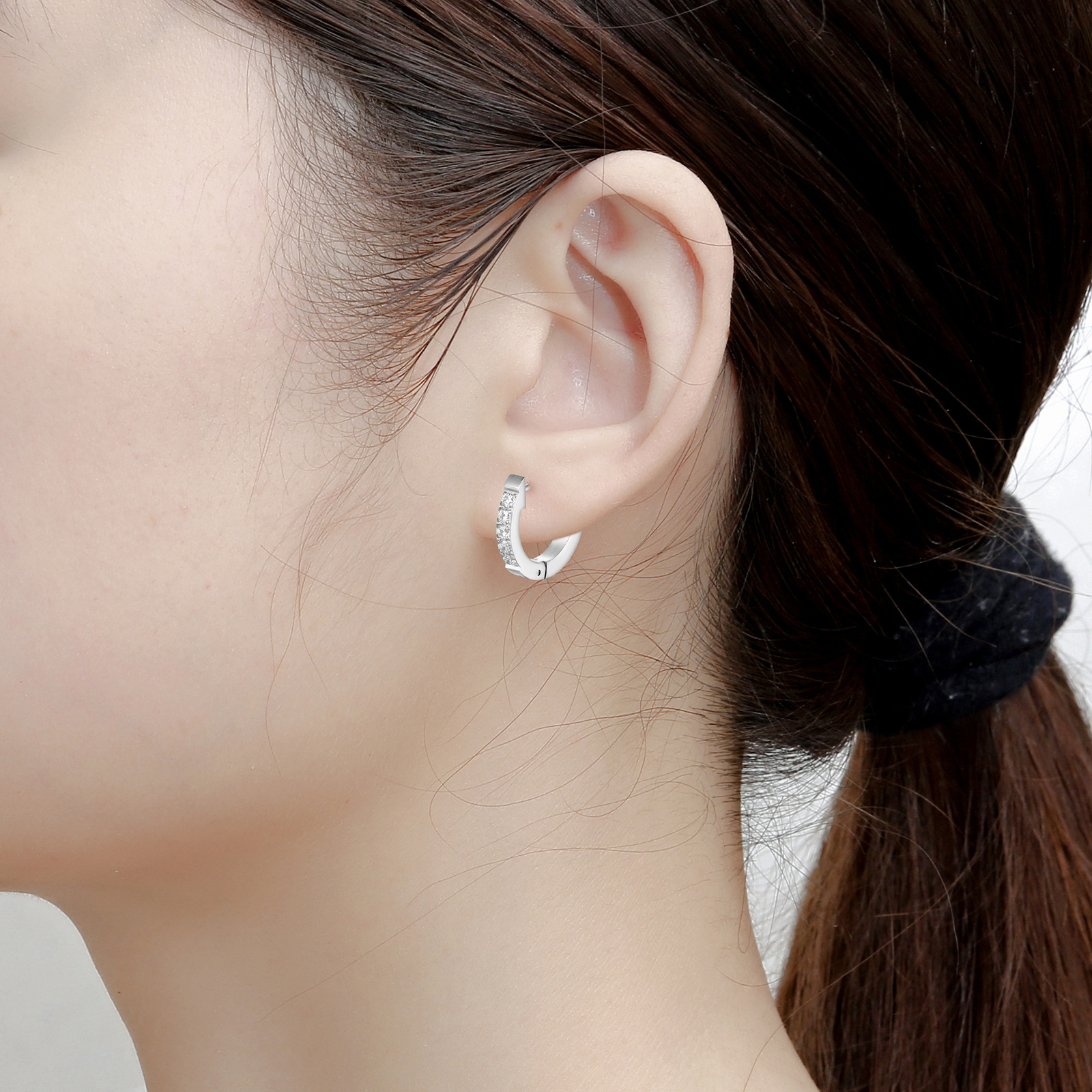 Geometric Titanium Steel Earrings For Women Featuring Rhinestones For A Stylish Look 4