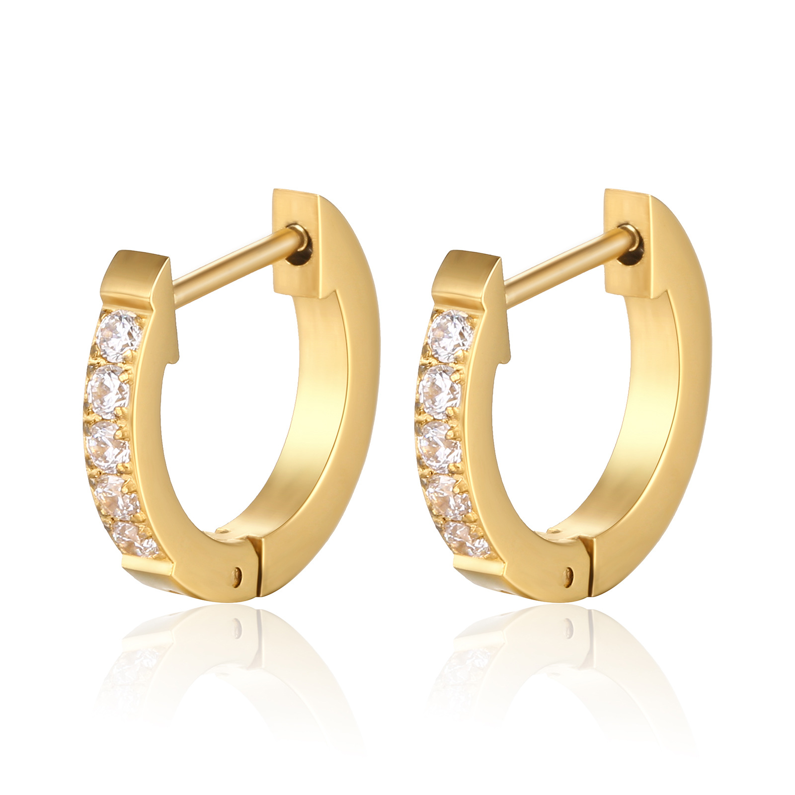 Geometric Titanium Steel Earrings For Women Featuring Rhinestones For A Stylish Look 5