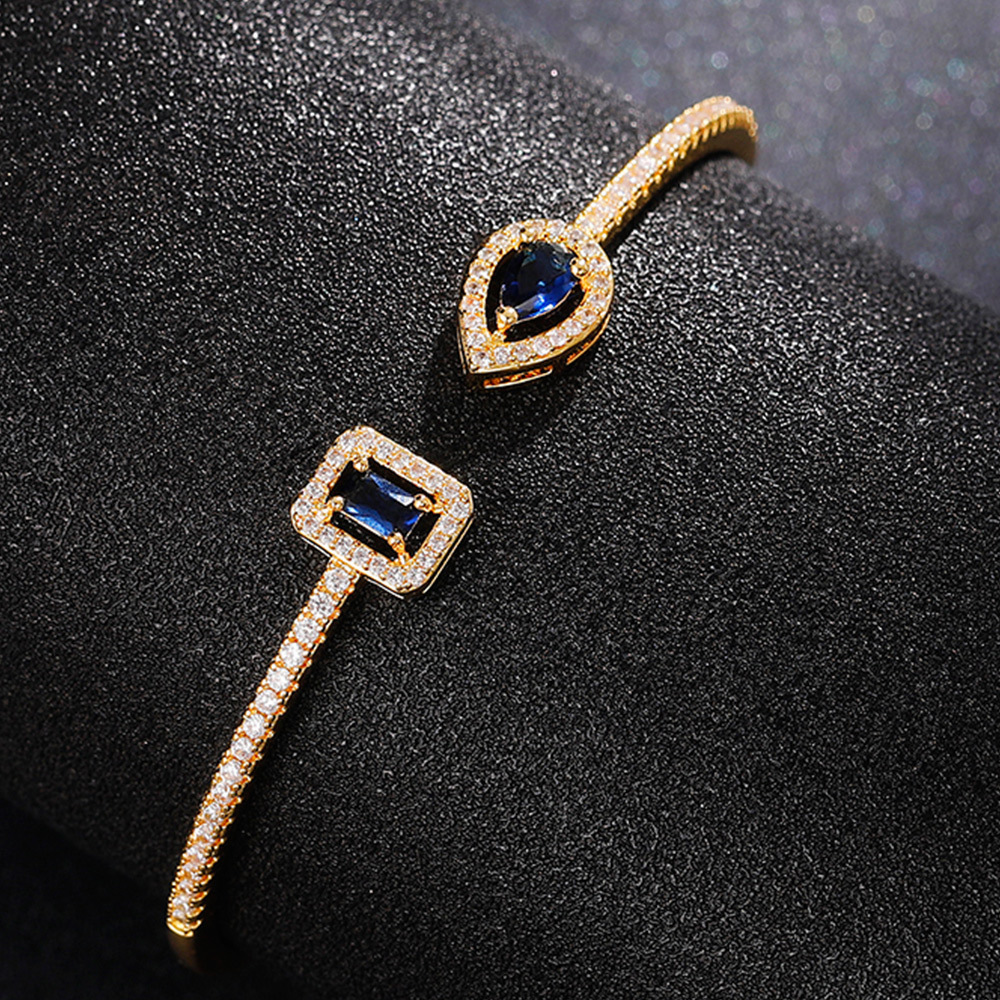 Square Inlay Bangle For Women In Copper With KC Golden Water Plating Featuring Zircon Inlay 4