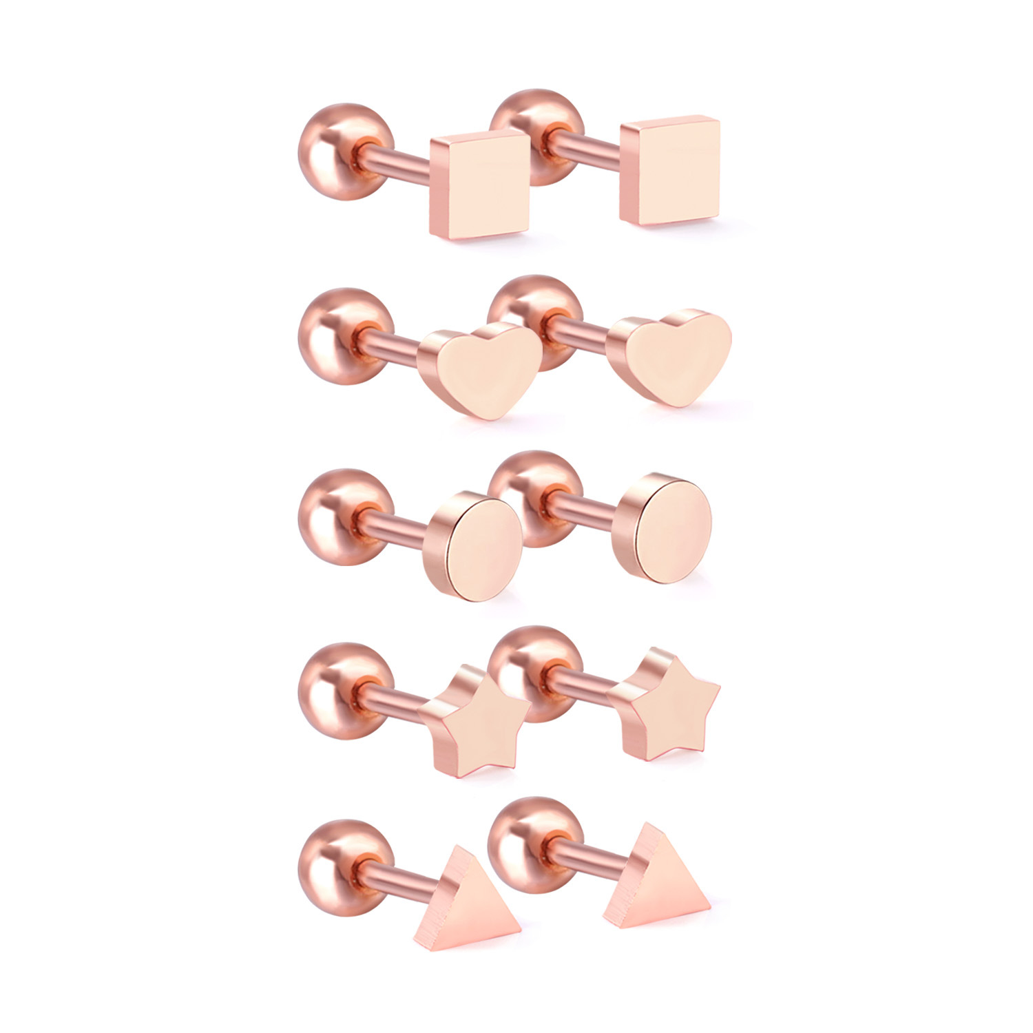 Fashion Geometric Heart Stainless Steel Stud Earrings For Unisex, 1 Pair