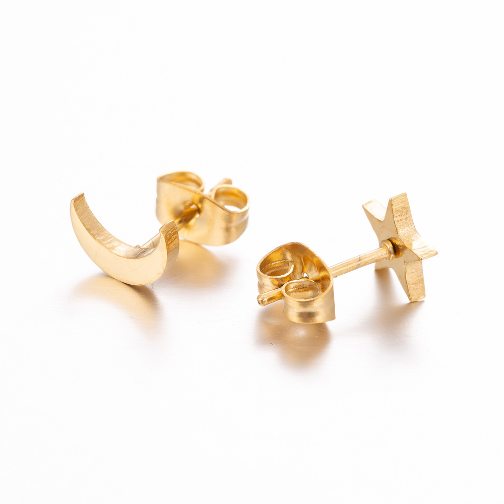Waterproof Non Tarnish Star Earrings For Women In 304 Stainless Steel With 18K Gold PVD Coated And 316 Stainless Steel Ear Pins 3