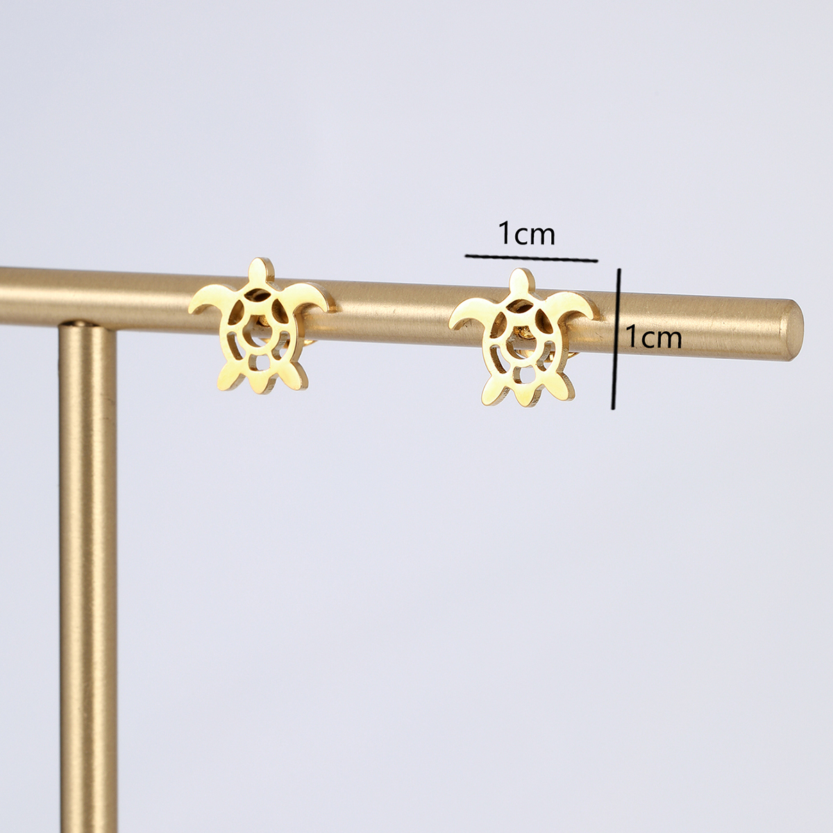 Unisex Tortoise Stud Earrings In Casual Style Featuring 18K Gold Plated 201 Stainless Steel Material 2