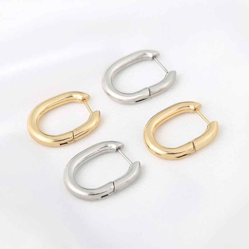U Shape Electroplated Stainless Steel Earrings For Unisex Featuring 0.03µm Thick Coating, 1 Piece