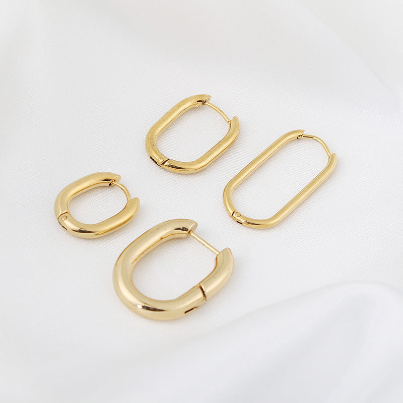 U Shape Electroplated Stainless Steel Earrings For Unisex Featuring 0.03µm Thick Coating, 1 Piece 2