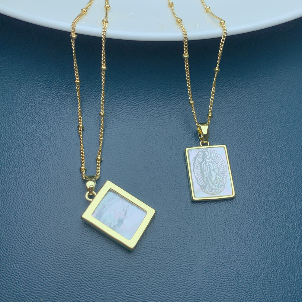 Electroplated Virgin Mary Necklace For Women Featuring Mother Of Pearl Shell Inlay 5