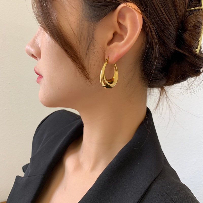 Water Droplets Earrings For Women In Titanium Steel Featuring Splicing Design, 1 Pair Suitable For Daily Wear 2