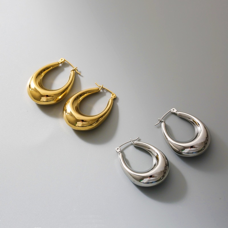 Water Droplets Earrings For Women In Titanium Steel Featuring Splicing Design, 1 Pair Suitable For Daily Wear 4