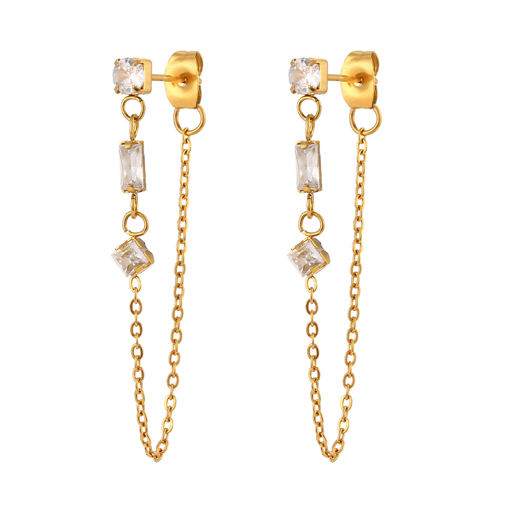 Geometric Earrings For Women, Waterproof Non Tarnish 304 Stainless Steel With Real Gold Plated PVD Coating And Zircon Inlay 4