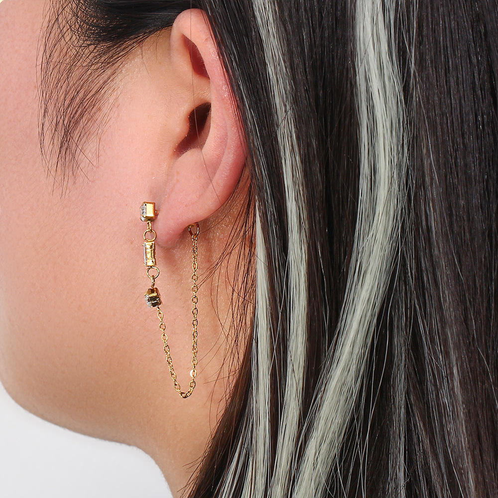 Geometric Earrings For Women, Waterproof Non Tarnish 304 Stainless Steel With Real Gold Plated PVD Coating And Zircon Inlay 5