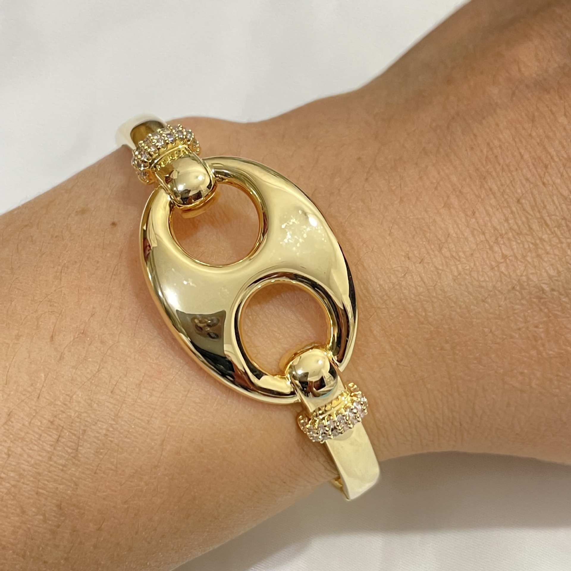 Fashionable Glittering Pig Nose Bracelet Women's Style Smooth Surface Embedded Diamond Retro Small Audience Popular Hand Bracelet 3