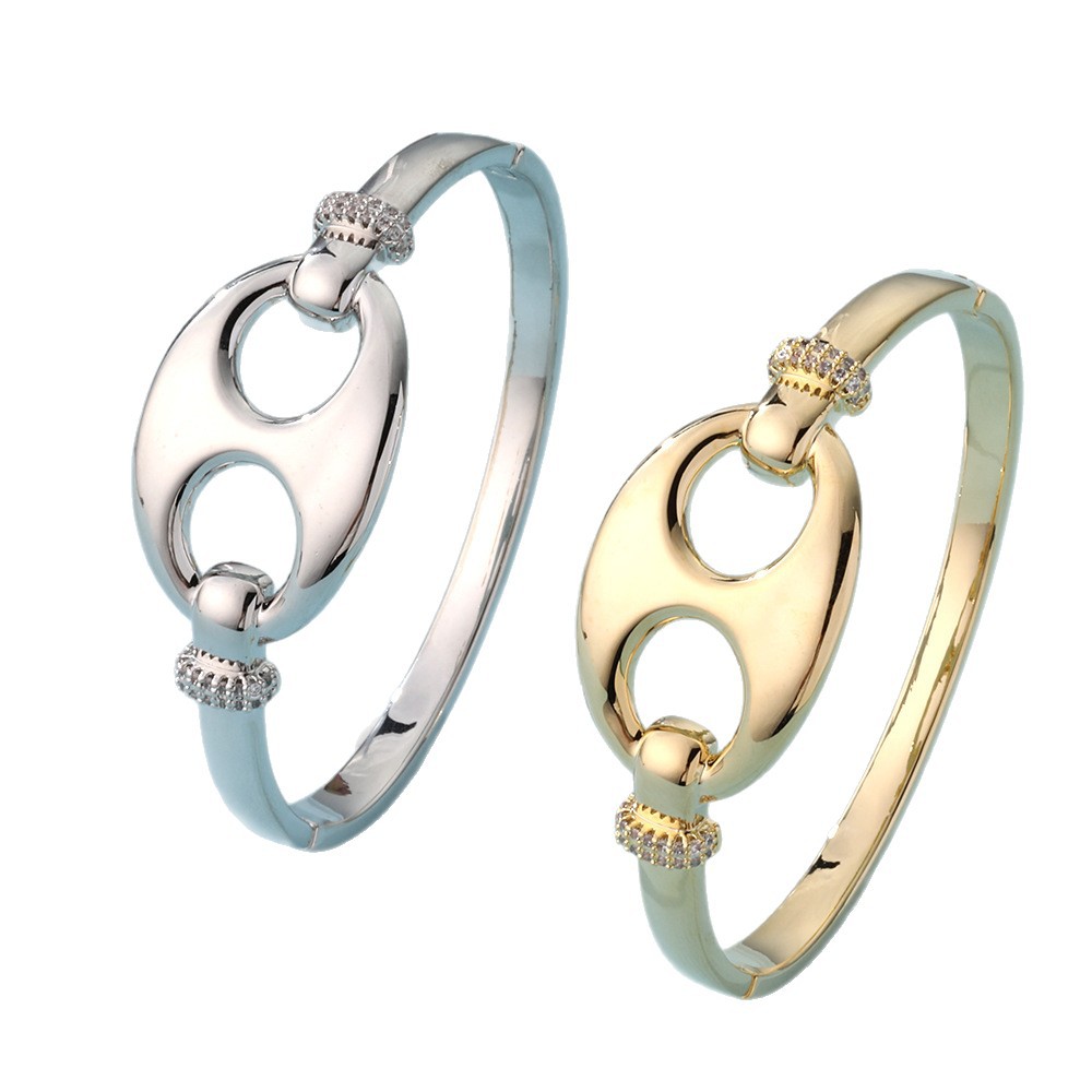 Fashionable Glittering Pig Nose Bracelet Women's Style Smooth Surface Embedded Diamond Retro Small Audience Popular Hand Bracelet 5