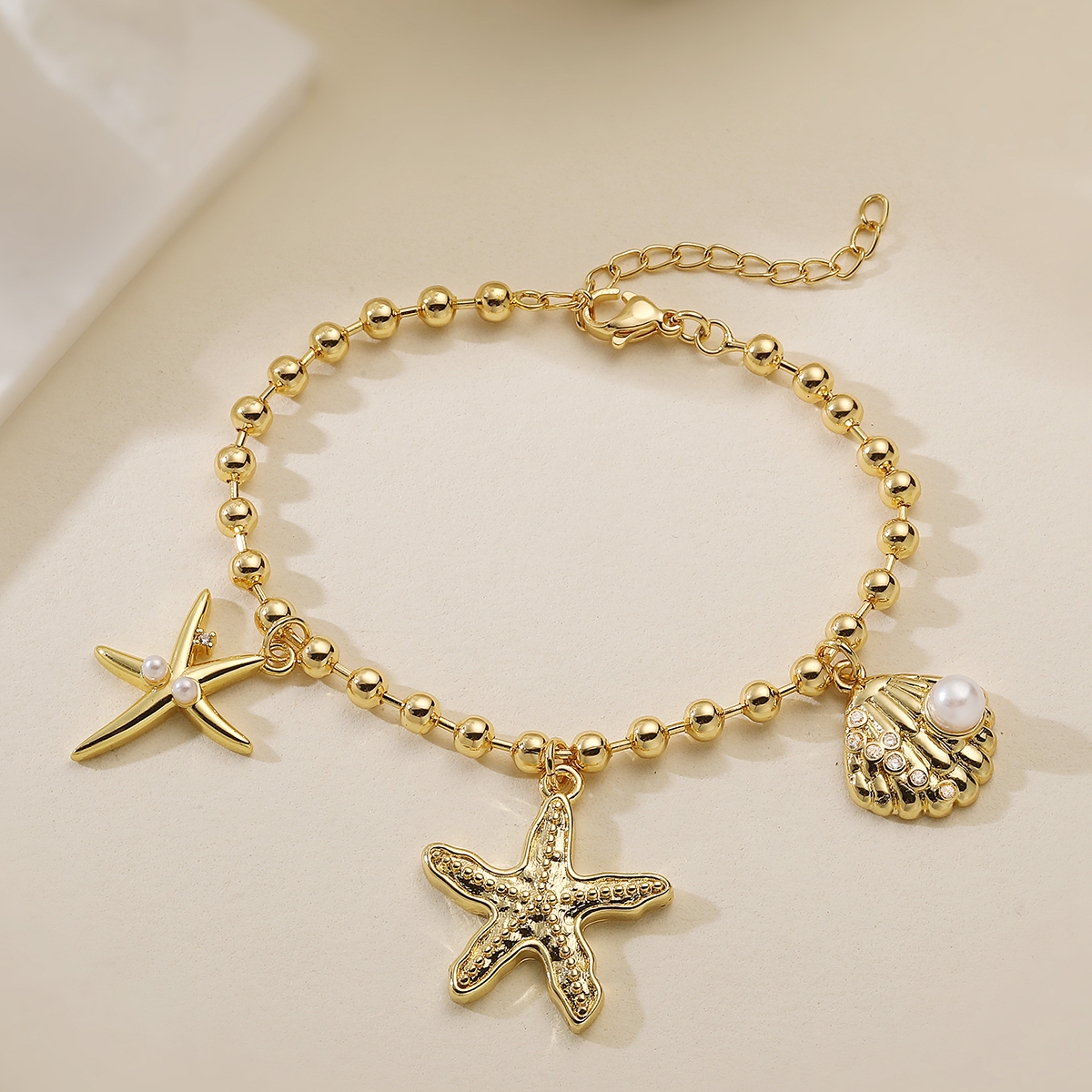 Fashionable Shell Starfish Pendant Bracelet For Women Beach Style Personalized Hand Chain Vintage Beaded Chain All Seasons 3