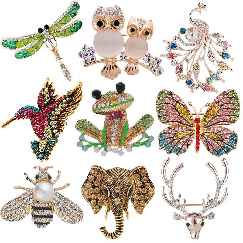 Fashion Animal Pin For Unisex Featuring Alloy Material With Artificial Gemstones Inlay