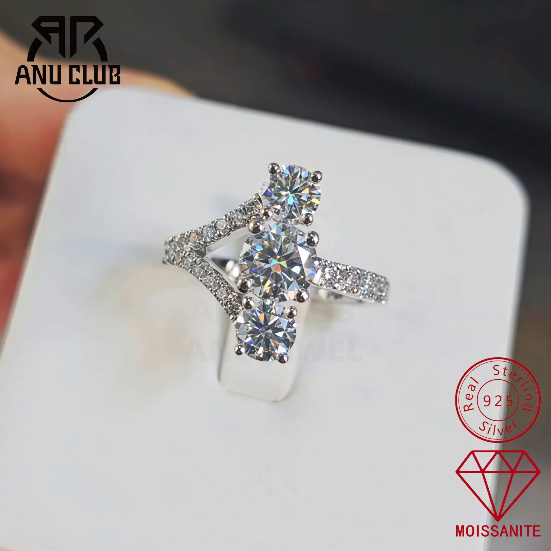 3.0ct Moissanite Ring For Women In 925 Sterling Silver With GRA Certificate, Perfect For Engagement