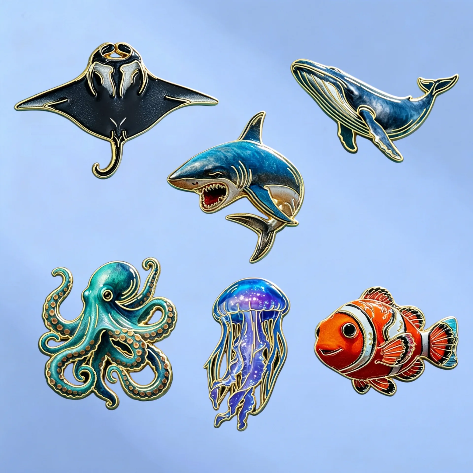 Shark Pin Made Of Alloy Featuring Stoving Varnish Finish