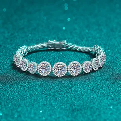 Original Design Geometric Women’s Bracelet In 925 Sterling Silver With Moissanite, Featuring Electroplated Finish 6