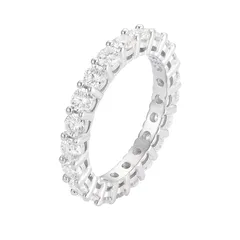 Round Simple Style Ring For Unisex Featuring 925 Sterling Silver With Moissanite Inlay 6